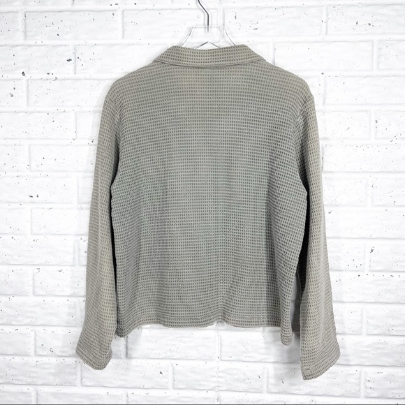 VTG NANETTE KELLER 100% Cotton Large Waffle Knit button down Long Sleeve Top - Picture 3 of 7